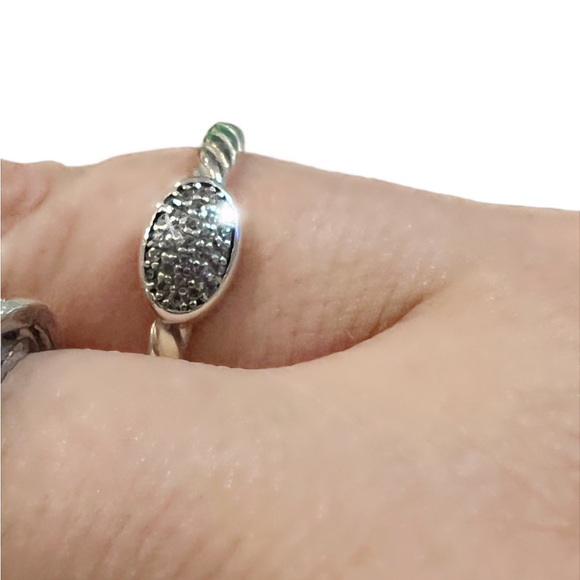 David Yurman Cable Collectibles Oval Stack Ring Sterling Silver Pavé Diamonds - Picture 11 of 15